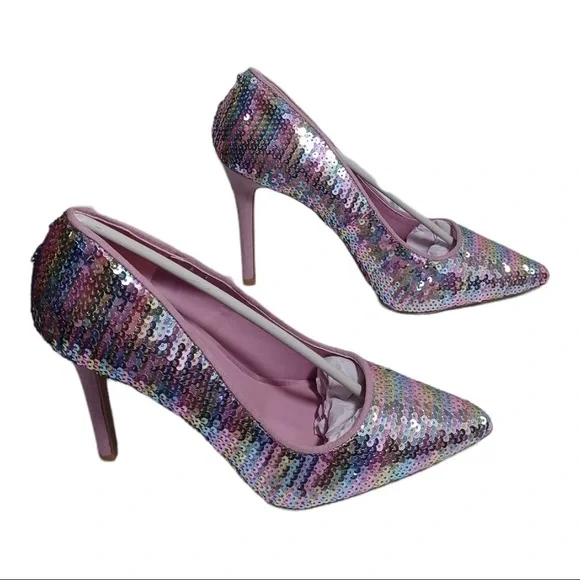 PINK and blue sequin closed toe pumps by Shoe Republic LA various sizes - Picture 6 of 12